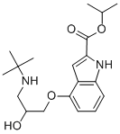 结构式 CAS# 39731-05-0, 4-[3-[叔丁基氨基]-2-羟基丙氧基]-1H-吲哚-2-羧酸异丙酯