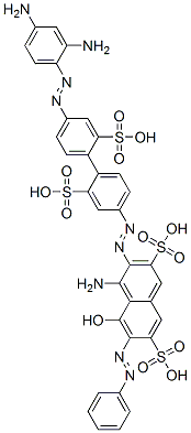CAS#: 41601-42-7， 4-Amino-3-((4'-((2,4-diaminophenyl)azo)-2,2'-disulfo(1,1'-biphenyl)-4-yl)azo)-5-hydroxy-6-(phenylazo)-2,7-naphthalenedisulfonic acid