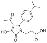 structure of CAS# 436088-35-6, 3-[3-Acetyl-4-Hydroxy-2-(4-Isopropyl-Phenyl)-5-Oxo-2,5-Dihydro-Pyrrol-1-Yl]-Propionic Acid;3-[(2S)-3-Acetyl-4-Hydroxy-2-(4-Isopropylphenyl)-5-Oxo-2H-Pyrrol-1-Yl]Propanoate;3-[(2S)-3-Acetyl-4-Hydroxy-2-(4-Isopropylphenyl)-5-Keto-3-Pyrrolin-1-Yl]Propionate;3-[(5S)-4-Ethanoyl-3-Hydroxy-2-Oxo-5-(4-Propan-2-Ylphenyl)-5H-Pyrrol-1-Yl]Propanoate
