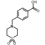 structure of CAS# 465514-21-0, 4-[(1,1-Dioxido-4-Thiomorpholinyl)Methyl]Benzoic Acid;4-(4-Carboxybenzyl)thiomorpholine 1,1-dioxide;4-(4-Carboxybenzyl)thiomorpholine-1,1-dioxide;4-[(1,1-dioxo-1,4-thiazaperhydroin-4-yl)methyl]benzoic acid