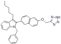 CAS#: 481631-45-2， 1-Benzyl-3-pentyl-2-(6-(1H-tetrazol-5-ylmethoxy)naphthalen-2-yl)-1H-indole