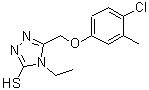 structure of CAS# 491647-37-1, 5-[(4-Chloro-3-Methylphenoxy)Methyl]-4-Ethyl-4H-1,2,4-Triazole-3-Thiol;5-(4-Chlo<wbr>ro-3-meth<wbr>yl-phenox<wbr>ymethyl)-<wbr>4-ethyl-4<wbr>H-[1,2,4]<wbr>triazole-<wbr>3-thiol;5-[(4-chl<wbr>oro-3-met<wbr>hylphenox<wbr>y)methyl]<wbr>-4-ethyl-<wbr>1,2,4-tri<wbr>azole-3-t<wbr>hiol;5-[(4-Chl<wbr>oro-3-met<wbr>hylphenox<wbr>y)methyl]<wbr>-4-ethyl-<wbr>4H-1,2,4-<wbr>triazole-<wbr>3-thiol