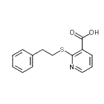 structure of CAS# 496775-95-2, 2-[(2-Phenylethyl)Sulfanyl]Nicotinic Acid;2-(2-phenylethylthio)pyridine-3-carboxylic acid;2-[(2-phenylethyl)sulfanyl]pyridine-3-carboxylic acid;2-[(2-phenylethyl)thio]-3-pyridinecarboxylic acid
