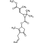 CAS 登录号：497-92-7， 3-烯丙基-2-甲基-4-氧代-2-环戊烯-1-基3-[(1E)-3-甲氧基-2-甲基-3-氧代-1-丙烯-1-基]-2,2-二甲基环丙烷羧酸酯