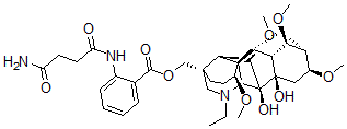 CAS 登录号：509-16-0， 4-[[[2-[(4-氨基-1,4-二氧代丁基)氨基]苯甲酰基]氧基]甲基]-20-乙基-1alpha,6beta,14alpha,16beta-四甲氧基乌头碱-7,8-二醇
