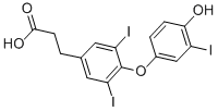 structure of CAS# 51-26-3, 3,3',5-Triiodothyropropionic Acid;3-[4-(4-Hydroxy-3-Iodo-Phenoxy)-3,5-Diiodo-Phenyl]Propanoic Acid;3-[4-(4-Hydroxy-3-Iodo-Phenoxy)-3,5-Diiodo-Phenyl]Propionic Acid;Aids081068