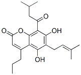 CAS#: 521-38-0， 4-Propyl-5,7-Dihydroxy-6-(3-Methyl-2-Butenyl)-8-(3-Methylbutyryl)-2H-1-Benzopyran-2-One
