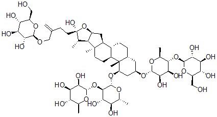 CAS#: 52591-05-6， [3beta-[(4-O-beta-D-Glucopyranosyl-6-Deoxy-alpha-L-Mannopyranosyl)Oxy]-26-(beta-D-Glucopyranosyloxy)-22alpha-Hydroxy-5beta-Furost-25(27)-En-1beta-Yl]2-O-(6-Deoxy-alpha-L-Mannopyranosyl)-beta-D-Glucopyranoside
