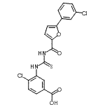CAS 登录号：536982-36-2， 4-氯-3-({[5-(3-氯苯基)-2-糠酰]硫代氨基甲酰}氨基)苯甲酸