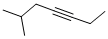 structure of CAS# 54050-92-9, 6-Methyl-3-Heptyne;6-Methyl-3-Heptyne;Sbb015105;3-Heptyne, 6-Methyl