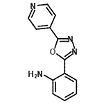 structure of CAS# 54754-58-4, 2-[5-(4-Pyridinyl)-1,3,4-Oxadiazol-2-Yl]Aniline;2-(5-(4-pyridyl)-1,3,4-oxadiazol-2-yl)phenylamine;2-(5-Pyridin-4-yl-[1,3,4]oxadiazol-2-yl)-phenylamine;2-(5-pyridin-4-yl-1,3,4-oxadiazol-2-yl)aniline