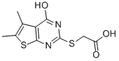 structure of CAS# 54968-60-4, 2-[(1,4-Dihydro-5,6-Dimethyl-4-Oxothieno[2,3-d]Pyrimidin-2-Yl)Thio]-Acetic Acid;2-[(5,6-Dimethyl-4-Oxo-3H-Thieno[2,3-D]Pyrimidin-2-Yl)Thio]Acetate;2-[(4-Keto-5,6-Dimethyl-3H-Thieno[2,3-D]Pyrimidin-2-Yl)Thio]Acetate;2-[(5,6-Dimethyl-4-Oxo-3H-Thieno[2,3-D]Pyrimidin-2-Yl)Sulfanyl]Ethanoate