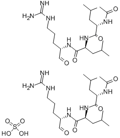 structure of CAS# 55123-66-5, Leupeptin Hemisulfate Monohydrate;(2S)-2-[[(2S)-2-Acetamido-4-Methyl-Pentanoyl]Amino]-N-[(1S)-1-Formyl-4-Guanidino-Butyl]-4-Methyl-Pentanamide;(2S)-2-[[(2S)-2-Acetamido-4-Methyl-1-Oxopentyl]Amino]-N-[(1S)-1-Formyl-4-Guanidinobutyl]-4-Methylpentanamide;(2S)-2-[[(2S)-2-Acetamido-4-Methyl-Pentanoyl]Amino]-N-[(1S)-1-Formyl-4-Guanidino-Butyl]-4-Methyl-Valeramide