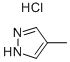 structure of CAS# 56010-88-9, 4-Methylpyrazole Hydrochloride;Fomepizole/Fomepizolechloridehcl;4-METHYLPYRAZOLE HYDROCHLORIDE;FOMEPIZOLE HYDROCHLORIDE