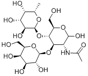 structure of CAS# 56570-03-7, Lewis A Trisaccharide;2-Acetamido-2-Deoxy-4-O-(Α-L-Fucopyranosyl)-3-O-(B-D-Galactopyranosyl)-D- Glucopyranose, Gal1-Β-3[Fuc1-Α-4]Glcnac;2-Acetamido-2-Deoxy-4-O-(A-L-Fucopyranosyl)-3-O-(B-D-Galactopyranosyl)-D-Glucopyranose, Gal1-B-3[Fuc1-A-4]Glcnac;2-Acetamido-2-Deoxy-4-O-(Α-L-Fucopyranosyl)-3-O-(B-D-Galactopyranosyl)-D- Glucopyranose, Gal1-B-3[Fuc1-Α-4]Glcnac