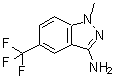 structure of CAS# 5685-69-8, 1-Methyl-5-(Trifluoromethyl)-1H-Indazol-3-Amine;3-Amino-1-Methyl-5-(Trifluoromethyl)-1H-Indazole, 95%;1-METHYL-5-(TRIFLUOROMETHYL)-1H-INDAZOL-3-AMINE;1-METHYL-5-TRIFLUOROMETHYL-3-INDAZOLYLAMINE