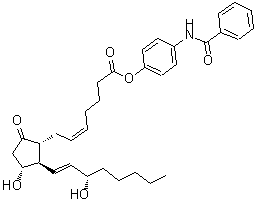 structure of CAS# 57790-53-1, 4-(Benzoylamino)Phenyl (5Z,11alpha,13E,15S)-11,15-Dihydroxy-9-Oxoprosta-5,13-Dien-1-Oate;"9-o<wbr>xo-11α,15<wbr>S-dihydro<wbr>xy-prosta<wbr>-5Z,13E-d<wbr>ien-1-oic<wbr> acid, (4<wbr>-benzoyla<wbr>mino)phen<wbr>yl ester&<wbr>quot;9-oxo-11α<wbr>,15S-dihy<wbr>droxy-pro<wbr>sta-5Z,13<wbr>E-dien-1-<wbr>oic acid,<wbr> (4-benzo<wbr>ylamino)p<wbr>henyl est<wbr>er;Prostaglandin E2 p-benzamidophenyl ester