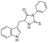 结构式 CAS# 5789-24-2, 5-(1H-吲哚-3-基甲基)-3-苯基-2-硫代咪唑烷-4-酮
