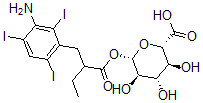 CAS#: 58051-18-6， beta-D-Glucopyranuronic acid, 1-(3-amino-alpha-ethyl-2,4,6-triiodobenzenepropanoate)