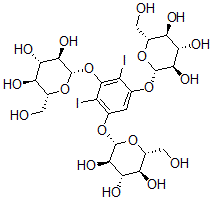 CAS#: 58163-18-1， 1,3,5-Tris(beta-D-Glucopyranosyloxy)-2,4-Diiodobenzene