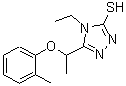 结构式 CAS# 588673-87-4, 4-乙基-5-[1-(2-甲基苯氧基)乙基]-4H-1,2,4-三唑-3-硫醇