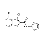 CAS 登录号：588674-12-8， 3-氯-4-氟-N-(1,3,4-噻二唑-2-基)-1-苯并噻吩-2-甲酰胺