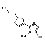 structure of CAS# 588687-53-0, 4-Methyl-5-(5-Propyl-3-Thienyl)-4H-1,2,4-Triazole-3-Thiol;4-methyl-5-(5-propyl(3-thienyl))-1,2,4-triazole-3-thiol;4-Methyl-5-(5-propylthien-3-yl)-4H-1,2,4-triazole-3-thiol;4-methyl-5-(5-propylthiophen-3-yl)-4H-1,2,4-triazole-3-thiol