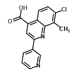 结构式 CAS# 588696-83-7, 7-氯-8-甲基-2-(3-吡啶基)-4-喹啉羧酸
