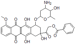 CAS#: 59367-03-2， (8S-cis)-10-((3-Amino-2,3,6-Trideoxy-alpha-L-Lyxo-Hexopyranosyl)Oxy)-8 -((Benzoyloxy)Acetyl)-7,8,9,10-Tetrahydro-6,8,11-Trihydroxy-1-Methoxy- 5,12-Naphthacenedione