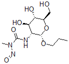 CAS 登录号:59465-75-7, 丙基 2-脱氧-2-(3-甲基-3-亚硝基脲基)-alpha-D-吡喃葡萄糖苷