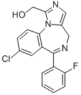 structure of CAS# 59468-90-5, 1'-Hydroxymidazolam;1- -Hydroxymidazolam;8-Chloro-6-(2-Fluorophenyl)-1-Hydroxymethyl-4H-Imidazo[1,5A][1,4]Benzodiazepine;Uc430_Sigma