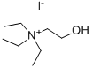 structure of CAS# 5957-17-5, (2-Hydroxyethyl)Triethylammonium Iodide;Triethyl-(2-Hydroxyethyl)Ammonium Iodide;N,N,N-Triethyl-2-Hydroxyethanaminium Iodide;Triethyl(2-Hydroxyethyl)Ammonium Iodide