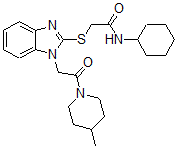 CAS#: 606110-04-7， N-Cyclohexyl-2-[[1-[2-(4-Methyl-Piperidin-1-Yl)-2-Oxoethyl]-1H-Benzo[d]Imidazol-2-Yl]Thio]-Acetamide