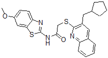 CAS#: 606113-84-2， 2-[[3-(Cyclopentylmethyl)-2-Quinolinyl]Thio]-N-(6-Methoxy-2-Benzothiazolyl)-Acetamide