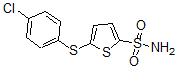 structure of CAS# 63031-81-2, 5-[(4-Chlorophenyl)Thio]-2-Thiophenesulfonamide;5-[(4-Chlorophenyl)Thio]Thiophene-2-Sulphonamide;5-[(4-CHLOROPHENYL)THIO]THIOPHENE-2-SULFONAMIDE;2-(4-CHLOROPHENYLTHIO)THIOPHENE-5-SULFONAMIDE