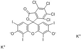 structure of CAS# 632-68-8, 4,5,6,7-Tetrachloro-3',6'-Dihydroxy-2',4',5',7'-Tetraiodo-Spiro[Isobenzofuran-1(3H),9'-[9H]Xanthen]-3-One Potassium Salt(1:2);Dipotassium 4,5,6,7-Tetrachloro-2',4',5',7'-Tetraiodo-3-Oxo-Spiro[Isobenzofuran-1,9'-Xanthene]-3',6'-Diolate;Dipotassium 4,5,6,7-Tetrachloro-2',4',5',7'-Tetraiodo-3-Oxospiro[Isobenzofuran-1,9'-Xanthene]-3',6'-Diolate;Dipotassium 4,5,6,7-Tetrachloro-2',4',5',7'-Tetraiodo-3-Keto-Spiro[Isobenzofuran-1,9'-Xanthene]-3',6'-Diolate