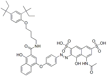 CAS#: 63217-28-7， 5-(Acetylamino)-3-[[4-[[3-[[[4-[2,4-Bis(Tert-Pentyl)Phenoxy]Butyl]Amino]Carbonyl]-4-Hydroxy-1-Naphthyl]Oxy]Phenyl]Azo]-4-Hydroxynaphthalene-2,7-Disulphonic Acid
