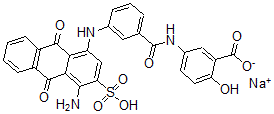 CAS#: 6424-89-1， 5-[[3-[(4-Amino-9,10-Dihydro-9,10-Dioxo-3-Sulfo-1-Anthracenyl)Amino]Benzoyl]Amino]-2-Hydroxy-Benzoic Acid Sodium Salt (1:1)