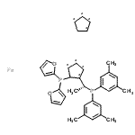 structure of CAS# 649559-66-0, 1,2,3,4,5-Cyclopentanepentayl, compd. with 1-[(1R)-1-[bis(3,5-dimethylphenyl)phosphino]ethyl]-2-(di-2-furanylphosphino)-1,2,3,4,5-cyclopentanepentayl, iron salt (1:1:1);(S)-1-{(R<wbr>)-2-[Di(2<wbr>-furyl)ph<wbr>osphino]f<wbr>errocenyl<wbr>}ethyldi(<wbr>3,5-xylyl<wbr>)phosphine;(S)-1-{(R<wbr>P)-2-[Di(<wbr>2-furyl)p<wbr>hosphino]<wbr>ferroceny<wbr>l}ethyldi<wbr>(3,5-xyly<wbr>l)phosphi<wbr>ne;Josiphos SL-J015-2