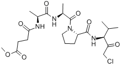 structure of CAS# 65144-34-5, Meosuc-Ala-Ala-Pro-Val-Chloromethylketone;Methyl 4-[[(1S)-2-[[(1S)-2-[(2S)-2-[[(1S)-3-Chloro-1-Isopropyl-2-Oxo-Propyl]Carbamoyl]Pyrrolidin-1-Yl]-1-Methyl-2-Oxo-Ethyl]Amino]-1-Methyl-2-Oxo-Ethyl]Amino]-4-Oxo-Butanoate;4-[[(1S)-2-[[(1S)-2-[(2S)-2-[[[(1S)-3-Chloro-1-Isopropyl-2-Oxopropyl]Amino]-Oxomethyl]-1-Pyrrolidinyl]-1-Methyl-2-Oxoethyl]Amino]-1-Methyl-2-Oxoethyl]Amino]-4-Oxobutanoic Acid Methyl Ester;4-[[(1S)-2-[[(1S)-2-[(2S)-2-[[(1S)-3-Chloro-1-Isopropyl-2-Keto-Propyl]Carbamoyl]Pyrrolidin-1-Yl]-2-Keto-1-Methyl-Ethyl]Amino]-2-Keto-1-Methyl-Ethyl]Amino]-4-Keto-Butyric Acid Methyl Ester