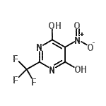 structure of CAS# 652-62-0, 5-Nitro-2-(Trifluoromethyl)-4,6-Pyrimidinediol;4,6-pyrimidinediol, 5-nitro-2-(trifluoromethyl);MFCD08436607