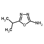structure of CAS# 65283-97-8, 5-Isopropyl-1,3,4-oxadiazol-2-amine;2-Amino-5-isopropyl-1,3,4-oxadiazol;5-(methylethyl)-1,3,4-oxadiazole-2-ylamine;5-Isopropyl-[1,3,4]oxadiazol-2-ylamine