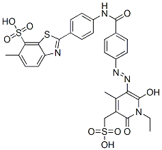 CAS#: 65402-16-6， 2-[4-[[4-[[1-Ethyl-1,6-Dihydro-2-Hydroxy-4-Methyl-6-Oxo-5-(Sulphomethyl)-3-Pyridyl]Azo]Benzoyl]Amino]Phenyl]-6-Methylbenzothiazole-7-Sulphonic Acid