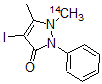 CAS#: 65550-46-1， 1,2-Dihydro-4-Iodo-5-Methyl-1-(Methyl-14C)-2-Phenyl-3H-Pyrazol-3-One