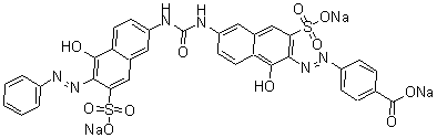 CAS#: 6598-63-6， 4-[2-[1-Hydroxy-6-[[[[5-Hydroxy-6-(2-Phenyldiazenyl)-7-Sulfo-2-Naphthalenyl]Amino]Carbonyl]Amino]-3-Sulfo-2-Naphthalenyl]Diazenyl]-Benzoic Acid Sodium Salt (1:3)
