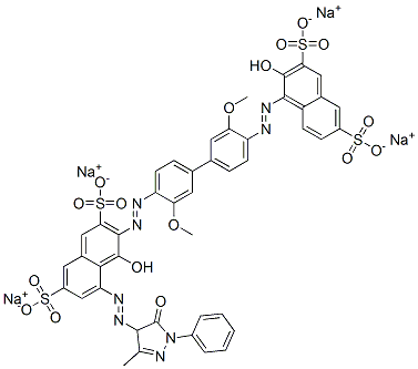 CAS#: 66214-47-9， 5-[(4,5-Dihydro-3-Methyl-5-Oxo-1-Phenyl-1H-Pyrazol-4-Yl)Azo]-4-Hydroxy-3-[[4'-[(2-Hydroxy-3,6-Disulfo-1-Naphthalenyl)Azo]-3,3'-Dimethoxy[1,1'-Biphenyl]-4-Yl]Azo]-2,7-Naphthalenedisulfonic Acid Tetrasodium Salt