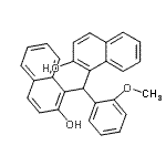 structure of CAS# 66595-87-7, 1,1'-[(2-Methoxyphenyl)methylene]di(2-naphthol);1-[(2-hydroxy-1-naphthyl)(2-methoxyphenyl)methyl]-2-naphthol;1-[(2-hyd<wbr>roxynapht<wbr>halen-1-y<wbr>l)(2-meth<wbr>oxyphenyl<wbr>)methyl]n<wbr>aphthalen<wbr>-2-ol;ZINC04280862