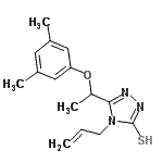 structure of CAS# 667413-04-9, 4-Allyl-5-[1-(3,5-dimethylphenoxy)ethyl]-4H-1,2,4-triazole-3-thiol;5-[(3,5-d<wbr>imethylph<wbr>enoxy)eth<wbr>yl]-4-pro<wbr>p-2-enyl-<wbr>1,2,4-tri<wbr>azole-3-t<wbr>hiol;5-[1-(3,5<wbr>-dimethyl<wbr>phenoxy)e<wbr>thyl]-4-(<wbr>prop-2-en<wbr>-1-yl)-4H<wbr>-1,2,4-tr<wbr>iazole-3-<wbr>thiol;MFCD04054564