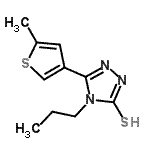structure of CAS# 667436-25-1, 5-(5-Methyl-3-thienyl)-4-propyl-4H-1,2,4-triazole-3-thiol;5-(5-methyl(3-thienyl))-4-propyl-1,2,4-triazole-3-thiol;5-(5-Methylthien-3-yl)-4-propyl-4H-1,2,4-triazole-3-thiol;5-(5-methylthiophen-3-yl)-4-propyl-4H-1,2,4-triazole-3-thiol