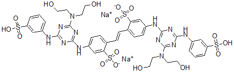 CAS#: 66813-34-1， Disodium 5-[[4-(Bis(2-Hydroxyethyl)Amino)-6-[(3-Sulfonatophenyl)Amino] -1,3,5-Triazin-2-Yl]Amino]-2-[(E)-2-[4-[[4-(Bis(2-Hydroxyethyl)Amino)- 6-[(3-Sulfonatophenyl)Amino]-1,3,5-Triazin-2-Yl]Amino]-2-Sulfonato-Phenyl]Ethenyl]Benzenesulfonate